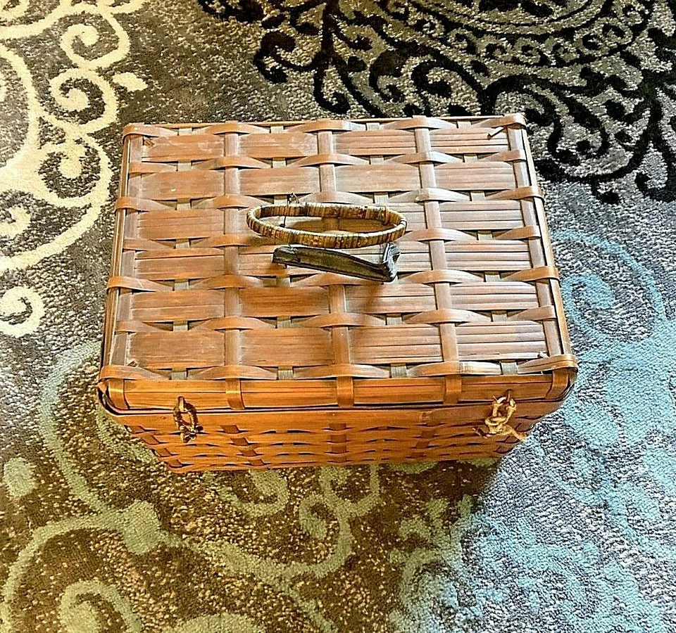 Cesta de picnic vintage/roble listones ANTIGUA, CIRCA 1880!!!!!! Foto 1 de 4
