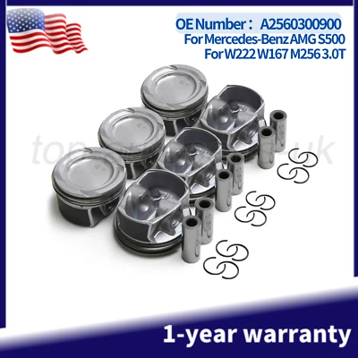 Pistons Pins & Rings Set Φ83mm 6p For Mercedes-Benz AMG S500 W222 W167 M256 3.0T - Image 1 of 4