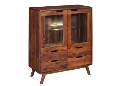 Highboard Sheesham 90x40x110 walnuss lackiert MALMÖ 2 #113 - Bild 1 von 4