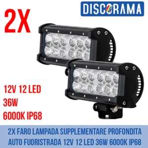 2X FARO LAMPADA SUPPLEMENTARE PROFONDITA AUTO FUORISTRADA 12V 12 LED 36W 6000K - Foto 1 di 5