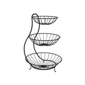 Vegetable Fruit Bowl Basket Food Storage Steel Arched 3-Tier Server Black - Picture 1 of 12