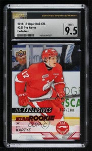 2018-19 Upper Deck CHL Star Rookies Exclusives /100 Tye Kartye CSG 9.5 Mint Plus