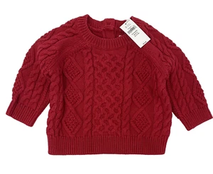Nuevo con etiquetas Suéter Bebé Gap Niños 3-6 Meses Rojo Tejido con Cable Invierno Vacaciones - Imagen 1 de 6