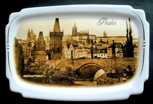 Vintage Praha Prague Slovakia Porcelain Ceramic Old City View Wall Plaque  - Picture 1 of 4