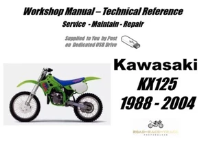 Manual de taller de reparación de servicio Kawasaki KX125 KX 125 USB 1988-2004 - Imagen 1 de 11