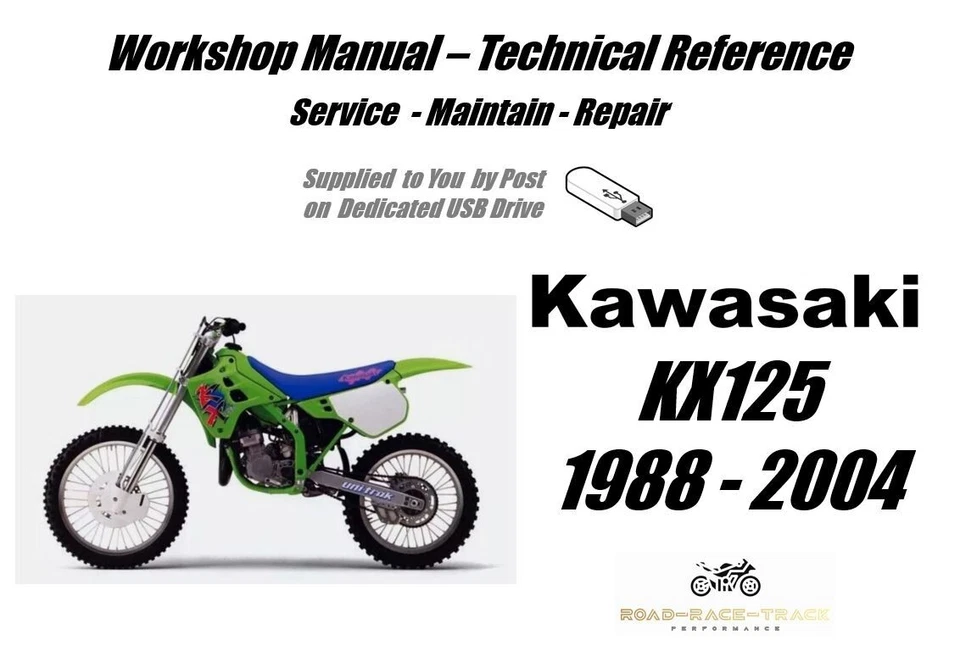 Manual de taller de reparación de servicio Kawasaki KX125 KX 125 USB 1988-2004 Foto 1 de 4