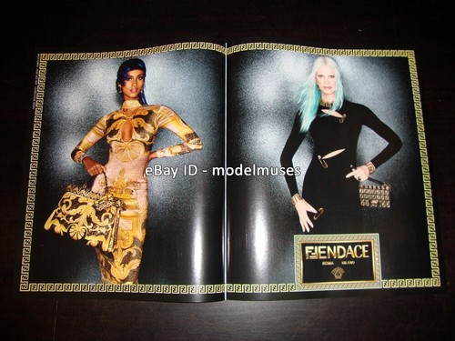 FENDACE 2 pagine AD Pre Fall 2022 IMAAN HAMMAM Kristen McMenamy versace x fendi
