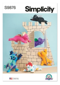 New Uncut Simplicity Sewing Pattern 9876 Plush Dinosaurs and Dragons Toys - Picture 1 of 2