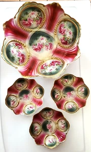 Erdman Schlegelmilch Porcelain ANTIQUE Lg Fruit Serving Bowl & 3 small 1883-1918 - Picture 1 of 24