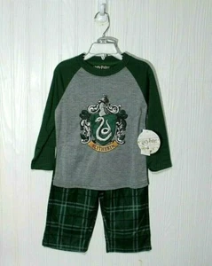 Harry Potter Boys' 4T Raglan Shirt And Plaid Pajama Pants Set Slytherin NWT - Picture 1 of 3