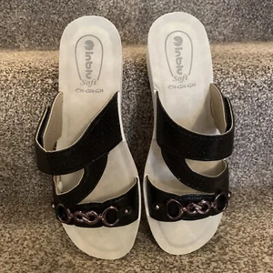 Inblu Womens Wedge Sandals Slip On UK Size 6 - Colour Black - NWB - Picture 1 of 10