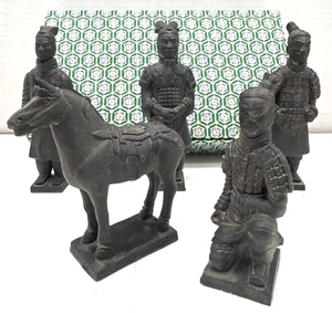 Terracotta 4 Warrior Set w/ Horse In Original Box - Picture 1 of 17