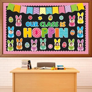 60Pcs Easter Bulletin Board Decoration Easter Egg Bunny Cutout DIY Picture Frame - Picture 1 of 12