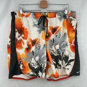 Nike Board Shorts Black Orange Paint Splatter Swim Mens Size XL All over Print