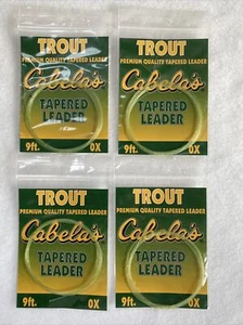 4 CABELA'S PREMIUM QUALITY TAPERED FLY FISHING LEADERS  9 FOOT  0X     #8 - Picture 1 of 1