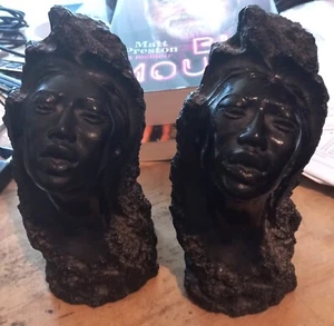 Two Ladies Carved From Lava : Made in Fiji - Picture 1 of 3