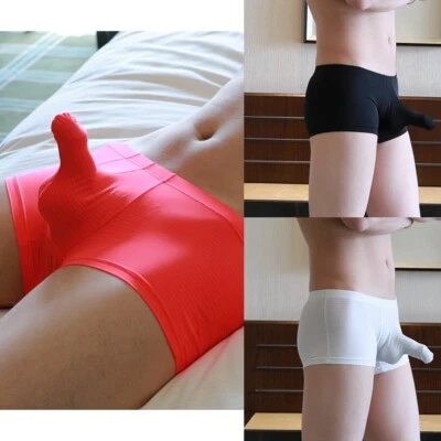 3 Pack Mens Sexy Ice Silk Underwear Boxer Shorts Briefs Elephant Nose Underpants - Image 1 of 4