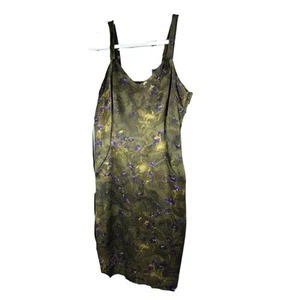 Michael Kors Collection Y2K Wool Silk Dress 10 Army Green Floral Strap Victorian - Picture 1 of 17