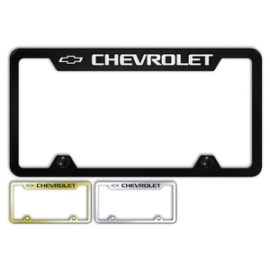 Name and Logo Stainless Steel Cutout Top License Plate Frame for Chevrolet - Picture 1 of 4