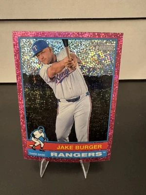 2025 Topps Heritage Jake Burger #352 Chrome Pink Sparkle Refractor Rangers - Image 1 of 2