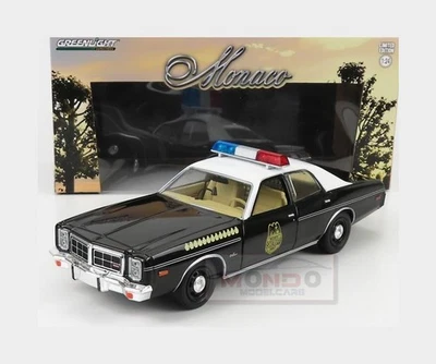 1:24 GREENLIGHT Dodge Monaco Police Hatchapee 1977 Black White GREEN84107 - Immagine 1 di 2