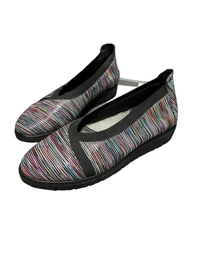 Nurture Kizzie Leather Multi-Color Striped Wedge Slip-On Shoes Womens Size 8M - Image 1 of 4