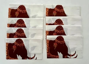 NEW Jim Thompson Set/ 8 Batik Cotton Voile Elephant Theme Napkins - Picture 1 of 6
