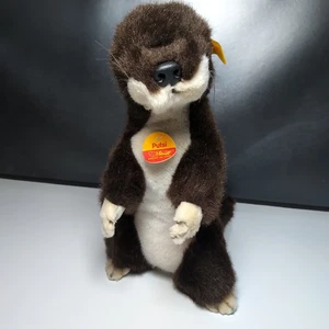 Steiff Tier Putsi 2045/25 Fischotter Otter stehend mit Knopf und Fahne ca. 28 cm - Bild 1 von 6
