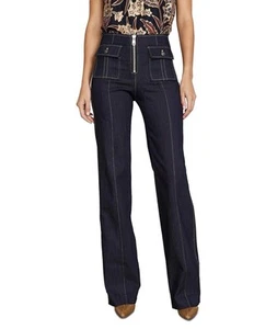 Cinq à Sept Long Azure Pants High Rise Wide Leg Indigo Denim Pants Size 6 - Picture 1 of 14