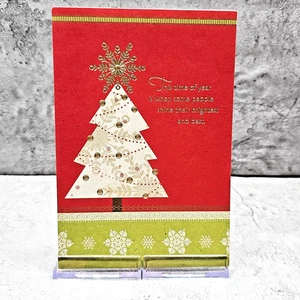 Hallmark Weihnachtsgrußkarte 5x7 rot gold Baum leuchtet hellste - Bild 1 von 8