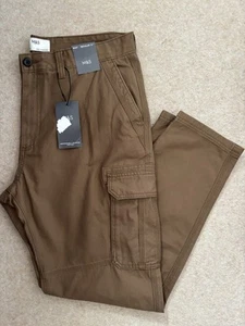 MARKS & SPENCER MENS DARK SAND BEIGE CARGO TROUSERS Waist 36” Leg 31” Bnwt - Picture 1 of 9