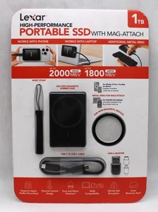 SSD portátil de alto rendimiento Lexar de 1 TB con Mag-Attach *NUEVO EN CAJA* - Imagen 1 de 2