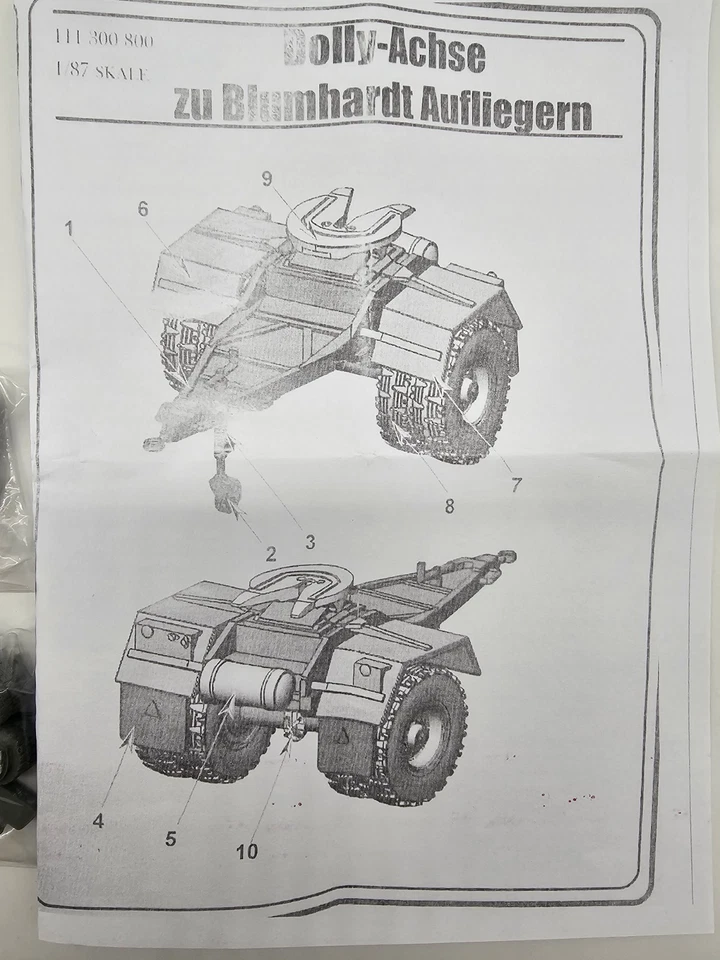 resin Bausatz 1:87 Dolly Achse zu Blumhardt Auflieger militär Arsenal m panzer  - Bild 1 von 2