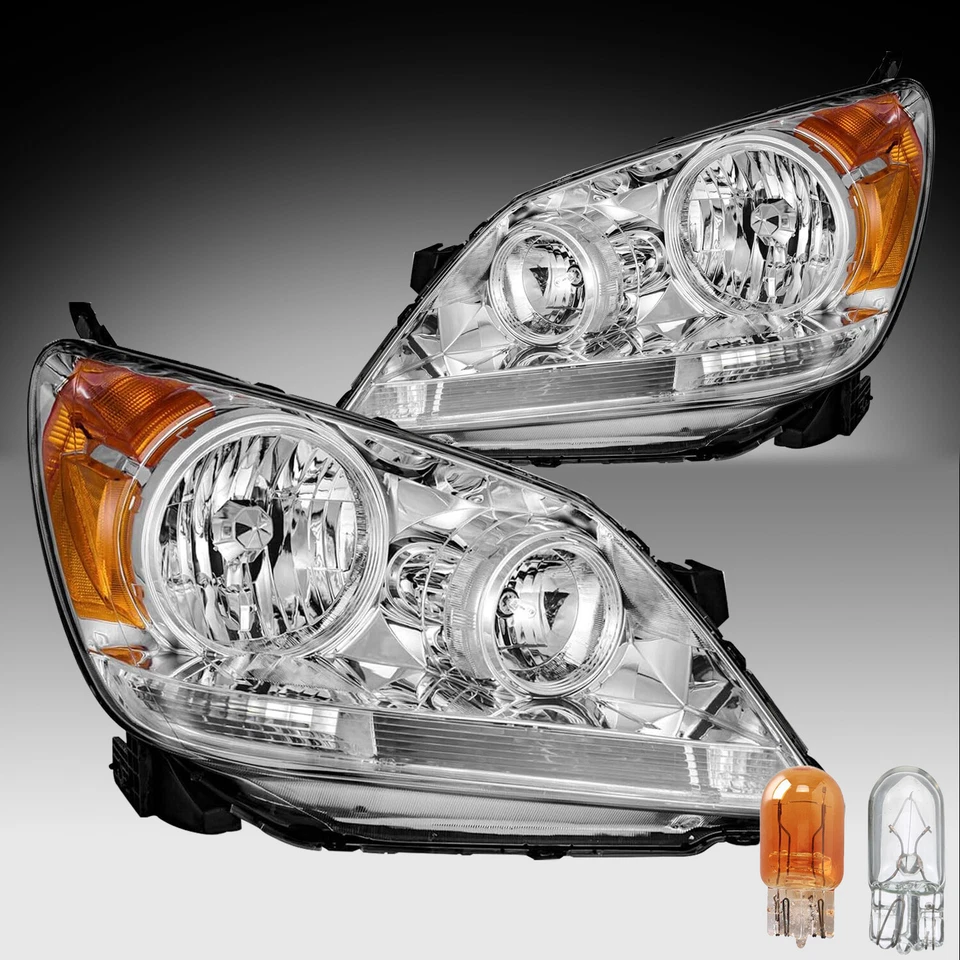 Par de montaje de faros cromados ámbar para Honda Odyssey 2005-2010 05-10 Foto 1 de 1