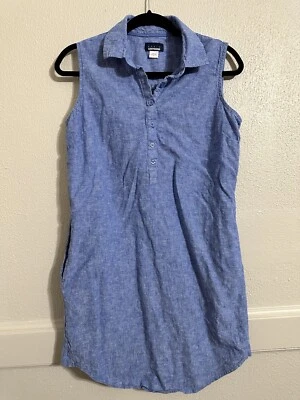 Vestido recto Basic Editions sin mangas con cuello azul mezcla de lino Foto 1 de 4