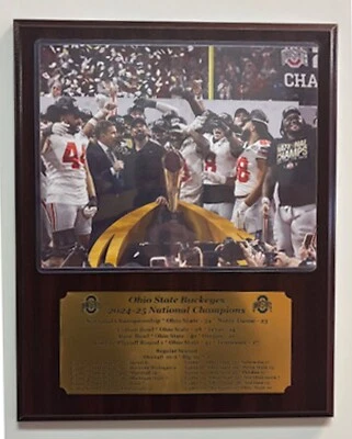Фотопластинка штата Огайо 2025 National Champions 8x10 с выгравированной табличкой с именем - Изображение 1 из 4