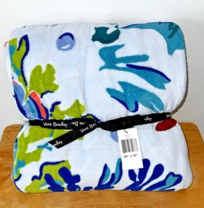 NWT Vera Bradley Fleece Blanket Throw 80"X 50" IN SEA SCAPE BLUE - Picture 1 of 3