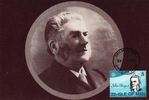 2 x ISLE of MAN MEN JOHN CLAGUE & WH GILL POSTCARDS MAX CARDS STAMPED FDI