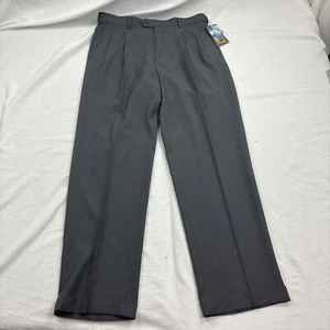 Covington Mens Dress Pants Gray Pleated Cuff Straight Leg Zip Comfort 34 X 32 - Picture 1 of 12