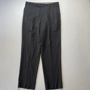 Vtg Corbin 33x32 Green Gray Pleated Full Cut Old Money 100% Wool Mens Dress Pant - Picture 1 of 9
