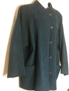Vintage 1980s Charles Klein Women's Blue Suede Kimona Style Jacket Size XL - Picture 1 of 10