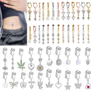 Clip Butterfly Faux Belly Piercing Fake Belly Ring Navel Rings Body Jewelry UK - Picture 1 of 22