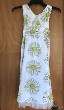 Girl's White and Yellow Flower Dress ~ Size 10 ~ Tulle Lace Accent ~ Sheen