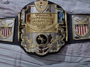 AWA World Heavyweight Wrestling Championship Belt 4mm CNC HD Premium leather - Picture 1 of 7
