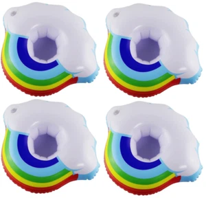 4x Inflatable Rainbow Drink Holders Cup Float Hot Tub Swimming Pool Party Bath - Picture 1 of 4