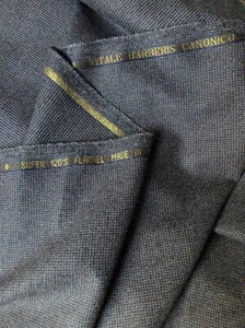Grey Wool Flannel Suiting Fabric Super 120's Houndstooth ITALY 3.0 meter - Picture 1 of 15