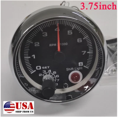 Tacómetro calibre retroiluminación coche 3,75" 7 colores 0-8000 RPM para motores de 4 6 8 cilindros Foto 1 de 4