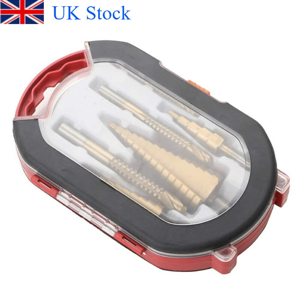 6PCS Spiral Step Cone Drill Bit Metal Hole Cutter 4mm-32mm Titanium Coated UK