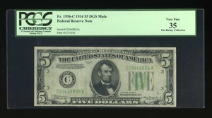 DBR 1934 $5 FRN DGS Mule Philadelphia Fr. 1956-Cdgsm PCGS 35 Serial C20449833A - Picture 1 of 2