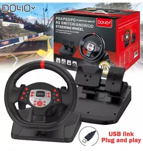 D040 Gaming Steering Wheel And Pedals. PS4 PS3 PC USB - Picture 1 of 11